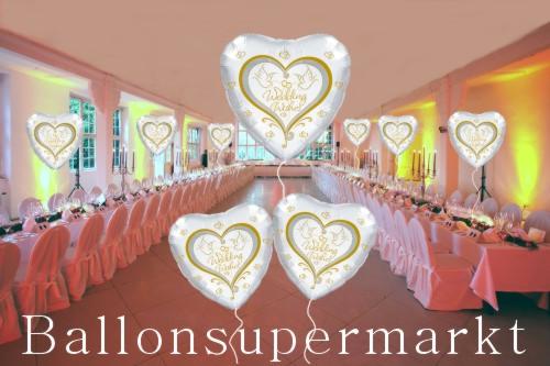 Hochzeitsdeko: Luftballons Wedding Wishes mit Helium, Festsaal und Raumdeko zu Hochzeiten