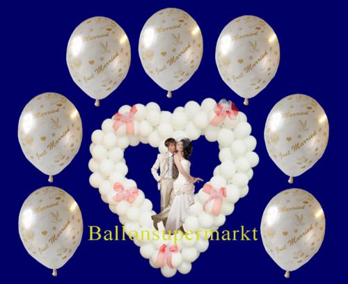 Luftballons-Hochzeit-Just-Married-frisch-verheiratet-Weiss-mit-Helium